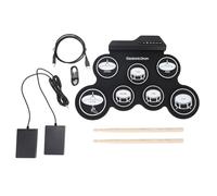 Generic Set di Batteria Elettronica, Kit di Batteria Elettronica a Rotazione Manuale con 7 Pad con Suono Realistico, Metronomo Incorporato, Piatti a Pedale, Uscita Cuffie, Ottimo