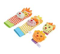 Generic Set di Calzini con Sonaglino per Polso e Piede per Bambini per lo Sviluppo Infantile 0-2 Anni Simpatico Peluche 4 Pezzi (Set di polsini a sonaglino)