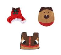 Generic Set di Copriwater Natalizio per Bagno in Alce, 3 Pezzi, Coprisedile per WC in Tessuto Premium, Tappeto per Serbatoio Dell'acqua, per Decorazioni Domestiche (Come mostrato)