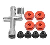 Generic Set di Dadi Antiscivolo Fissi con Adattatore Esagonale da 12 Mm in Lega di Alluminio, Kit di Chiavi a Croce Portatili per L'aggiornamento del Modello di Auto RC 1/10 (rosso)