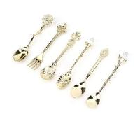 Generic Set di Forchette con Cucchiai in Lega di Zinco Stile Corte Europea Cucchiaio Vintage Innovativo per Mescolare Bevande Cucchiaio 6 Pezzi per Godersi la Vita (#1)