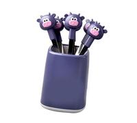 Generic Set di Forchette da Frutta in Acciaio Inossidabile da 6 pezzi. Design Simpatico Cartone Animato di Vitello, Divertenti Scelte di Cibo per Feste per Bambini (PURPLE)