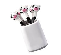 Generic Set di Forchette da Frutta in Acciaio Inossidabile da 6 pezzi. Design Simpatico Cartone Animato di Vitello, Divertenti Scelte di Cibo per Feste per Bambini (WHITE)