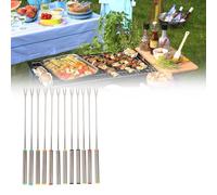 Generic Set di Forchette per Fonduta in Acciaio Inossidabile da 12 Pezzi Bastoncini Portatili Resistenti Al Calore per Fontana di Cioccolato, Smores, con Manico Colorato per Cene, Campeggio