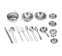 Generic Set di Giocattoli da Cucina in Acciaio Inossidabile Materiale Durevole e Sicuro Sviluppa L'intelligenza dei Bambini per Ragazzi e Ragazze (16 pezzi)