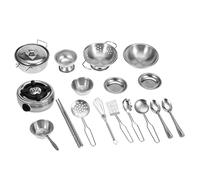Generic Set di Giocattoli da Cucina per Ragazzi e Ragazze, Pentole in Acciaio Inossidabile per Bambini, Materiale Sicuro, Sviluppa Intelligenza, (18 pezzi)
