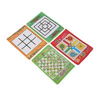 Generic Set di Giochi da Tavolo Ludo, Snake e Scacchi a Scacchi Portatili a Volanti Ludo Snake e Ladder Kids Nine Maschi Morris per il Gioco 4 in 1 Set in 1