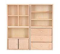Generic Set di Mobili in Miniatura per Casa delle Bambole da 4 Pezzi, Armadietto in Legno in Scala 1:12, Kit di Mobili Combinabili Fai-da-te con Vari Stili, Ideale per la Cucina e il Soggiorno della