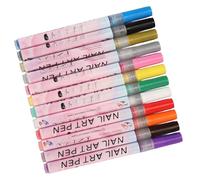 Generic Set di Penne per Nail Art 3D da 12 Pezzi, Colori Vivaci Facili da Usare per il Salone di Famiglia per il Disegno di Nail Art, Punta da 0,5 Mm