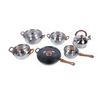 Generic Set di Pentole in Acciaio Inossidabile, Set di Pentole per Pellicola per Lavastoviglie Al Sicuro in Legno Ad Alta Efficienza per Uso Domestico