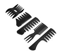Generic Set di Pettini per Olio a Denti Larghi 5 Pezzi Pettini per Styling Durevoli per Uomini e Parrucchieri, Colore Nero