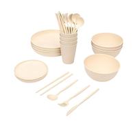 Generic Set di Piatti Piani Durevoli, Ciotole e Tazze, Ideali per 4 Persone, Viaggi, Campeggio, Picnic, Famiglia, Riutilizzabili, Lavabili in Lavastoviglie, Adatti Al microonde.
