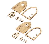 Generic Set di Porte del Villaggio in Legno per Casa delle Bambole 1:12 Decorazione di Cottage in Miniatura Simulata per il Giardino della Casa delle Bambole e la Betulla del Villaggio