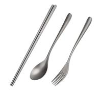 Generic Set di Posate Leggere Ti, Utensili da Campeggio Ergonomici per Viaggi da Picnic a Casa con Custodia per il Trasporto, Set Pure Ti da 7,48 Pollici, Forchetta da 7,48 Pollici, Cucchiaio da,28