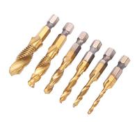 Generic Set di Rubinetti Metrici, Set di Rubinetto Trapano 6542 in Acciaio Ad Alta velocità M10 M8 M6 M5 M4 M3 6pcs TAP TAP BITS BITS TAPPING STRUMENTI (corto)