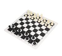 Generic Set di Scacchi in Bianco e Combinato con Custodia per Giochi Divertenti, Resistente Plastica PS e Tavola in Similpelle