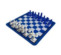 Generic Set di Scacchi in Plastica Resistente da 24 Cm con Tappetino in Gomma per Lezioni in Divertimento in Famiglia, Adatto a Tutte le età (Blu Bianco)