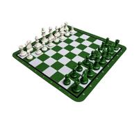 Generic Set di Scacchi in Plastica Resistente da 24 Cm con Tappetino in Gomma per Lezioni in Divertimento in Famiglia, Adatto a Tutte le età (bianco verde)