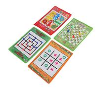 Generic Set di Scacchi per Bambini Portatile 4 in 1 Leggero per Viaggi di Gioco in Famiglia, Scala a Serpente Nove Uomini Set di Scacchi Morris Ludo per Bambini in Tessuto Non Tessuto per Interni Ed