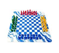 Generic Set di Scacchi Portatile per 4 Giocatori Gioco da Tavolo Strategico per Feste Giocattolo Educativo per Bambini Dai 6 Anni in su (49 mm solido rosso giallo blu verde)