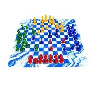 Generic Set di Scacchi Portatile per 4 Giocatori Gioco da Tavolo Strategico per Feste Giocattolo Educativo per Bambini Dai 6 Anni in su (49mm Trasparente Rosso Giallo Blu Verde)