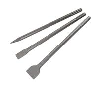 Generic Set di Scalpelli per Ridimensionamento a Punta Piatta 3 Pezzi Attacco per Gambo a 5 Fessure per Demolizione di Pietra e Calcestruzzo 40 Cm per Appaltatori