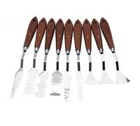 Generic Set di Spatole per Pittura Professionali da 9 Pezzi con Manico Ergonomico in Legno per Pittura a Olio e Acrilica, Acciaio di Alta qualità, Resistente e Versatile
