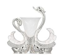 Generic Set di Stoviglie a Forma di Cigno Porta Cucchiaio Squisito e 6 Cucchiai per Eleganti Insalate di Frutta e caffè (#2)