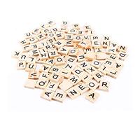 Generic Set di Tessere Puzzle con Alfabeto in Legno da 100 Pezzi con Lettere e Numeri Neri per L'apprendimento e la Lavorazione della Prima Infanzia