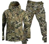 Generic Set di tuta da combattimento impermeabile, giacca tattica da uomo, pantaloni e giacca tattica militare, in softshell, uniforme mimetica, ideale per attività all'aperto