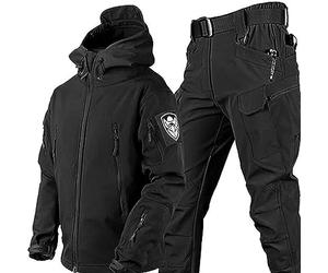 Generic Set di tuta da combattimento impermeabile, giacca tattica da uomo, pantaloni e giacca tattica militare, in softshell, uniforme mimetica, ideale per attività all'aperto