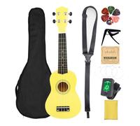 Generic Set di Ukulele da 21 Pollici per Principianti in Colori Vivaci con Accordatore e Plettri per Bambini Che Imparano e Musicisti Adulti (YELLOW)