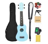 Generic Set di Ukulele da 21 Pollici per Principianti in Colori Vivaci con Accordatore e Plettri per Bambini Che Imparano e Musicisti Adulti (BLUE)