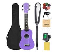 Generic Set di Ukulele da 21 Pollici per Principianti in Colori Vivaci con Accordatore e Plettri per Bambini Che Imparano e Musicisti Adulti (PURPLE)