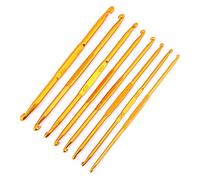 Generic Set di Uncinetti a Doppia estremità in Allumina Smooth Glide Impugnatura Facile da 8 Pezzi Oro per Lavorare a Maglia 5,31 Pollici