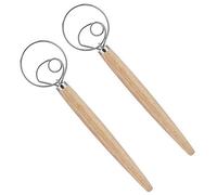 Generic Set Frullatore per Impasto 2 Pezzi Frullino per le Uova Manuale in Acciaio Inossidabile con Manico Ergonomico in Rovere per Dolci Domestici 13,0x3,1 Pollici