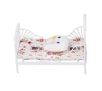 Generic Set Mini Letto per Casa delle Bambole di Ottima Fattura, Ideale per la Decorazione della Casa delle Bambole, Struttura in Metallo Bianco (Modello coniglietto)