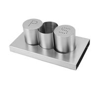 Generic Set Saliera in Acciaio Inox, Spruzzatore per Condimenti, Dispenser per Condimenti con Porta Stuzzicadenti e Vassoio, Accessori per l'organizzatore del Bancone della, Ideale per il Barbecue