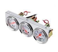 Generic Set Triplo Manometro Meccanico Universale per Pressa per Olio, Volt della Temperatura Dell'acqua, Misuratore da 52 Mm per Hot Rods Classics da 7,1", Alloggiamento Cromato, Quadrante Bianco,