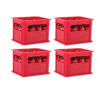 Generic Set Vintage di Casse per Bibite in Miniatura con 48 Bottiglie Realistiche per Decorazioni per Case delle Bambole, Scatola di Plastica (insieme di 4)