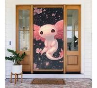 Generic Simpatica copertura per porta di benvenuto con stampa Axolotl, 185 x 90 cm, decorazione stagionale per porta d'ingresso, portico