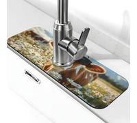 Generic Simpatica stampa mucca lavello da cucina paraspruzzi tappetino per rubinetto, paraspruzzi dietro il rubinetto antigoccia per cucina bagno 15 × 38 cm