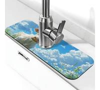 Generic Simpatica stampa mucca lavello da cucina paraspruzzi tappetino per rubinetto, paraspruzzi dietro il rubinetto antigoccia per cucina bagno 15 × 38 cm