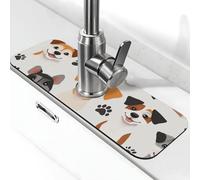 Generic Simpatico cucciolo di cane stampa lavello cucina paraspruzzi tappetino per rubinetto, paraspruzzi dietro il rubinetto, antigoccia per cucina bagno 15 × 38 cm
