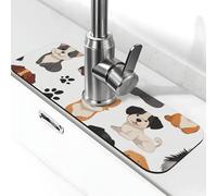 Generic Simpatico cucciolo di cane stampa lavello cucina paraspruzzi tappetino per rubinetto, paraspruzzi dietro il rubinetto, antigoccia per cucina bagno 15 × 38 cm