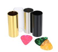 Generic Slide per Chitarra, 4pcs 60mm Guitar Slides Bar con 3 per Chitarra per per Pick di Dito per Elettrica per il Basso per Ukulele Strumento Accessori Strumenti