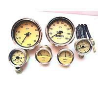 Generic Smiths Replica Kit Calibri Temp Olio Carburante Amperometro Tachimetro Tacho 100 Mm In Giallo Lunetta Cromata