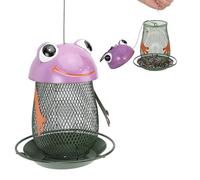 Generic Solar Illumine Le mangiatoie per uccelli appesi - Carino di rana - Arte di ferro, decorativo per il balcone esterno del cortile, ideale per gli amanti degli uccelli