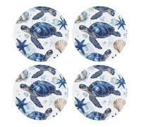 Generic Sottobicchieri rotondi con stampa tartaruga marina con base in sughero, set di 4 sottobicchieri, tappetino protettivo da tavolo per tazze e tazze