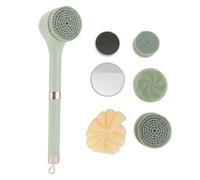 Generic Spazzola elettrica per il corpo con 6 teste, 3 velocità, ricaricabile tramite USB, per peeling posteriore, spazzola da bagno IPX6 per il corpo (verde)